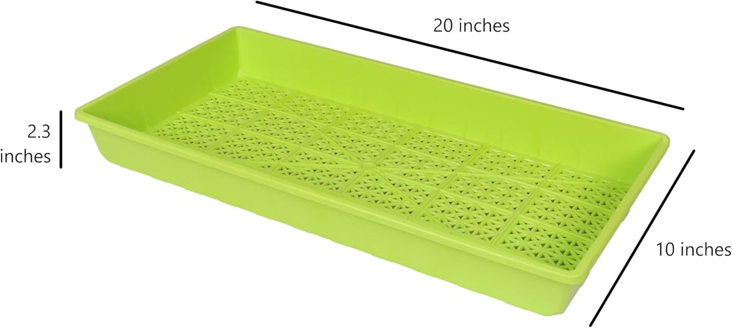 SUNPACK 10" x 20" Heavy Duty Mesh Plastic Seed Starting Tray, Lime Green, 2.3" (Pack of 30) - Ensures Water Drainage and Aeration, Perfect for Greenhouses or Indoor Gardening