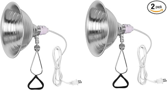 Simple Deluxe Clamp Lamp Light 150 Watt with 8.5 Inch Aluminum Reflector (no Bulb Included), 6 Feet Cord, 2 Pack, White
