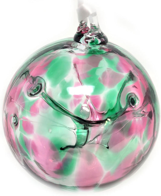 Tree of Life Glass Globe - Large 4.7 inch Hand Blown Handmade Hanging Garden Gazing Ball Indoor Outdoor Home Decor - Opal