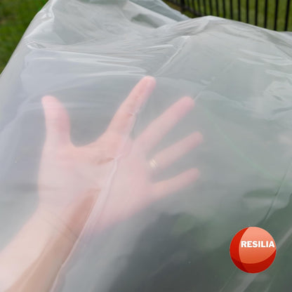 RESILIA Clear Greenhouse Sheeting - UV-Protected, Heavy-Duty Gauge Outdoor Polyethylene Cover for Weatherproofing Greenhouses, Garden, Plants, 8' by 28' Roll, 6 Mil, 0.006 Inch, Thick, Made in USA