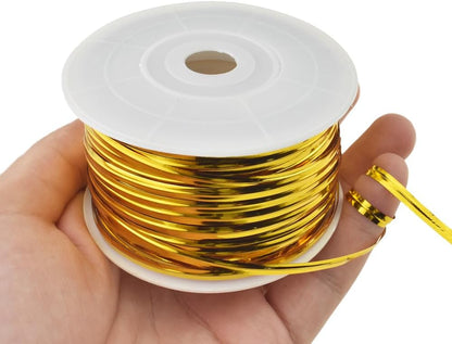 HAHIYO 100Yards/300Feet/91M Gold Metal Twist Ties for Bread, Candy, Coffee, Plant Garden, Cellophane Treat, Gift Wrapping, Plastic Bags - Halloween Party, Cake Present, Art Craft