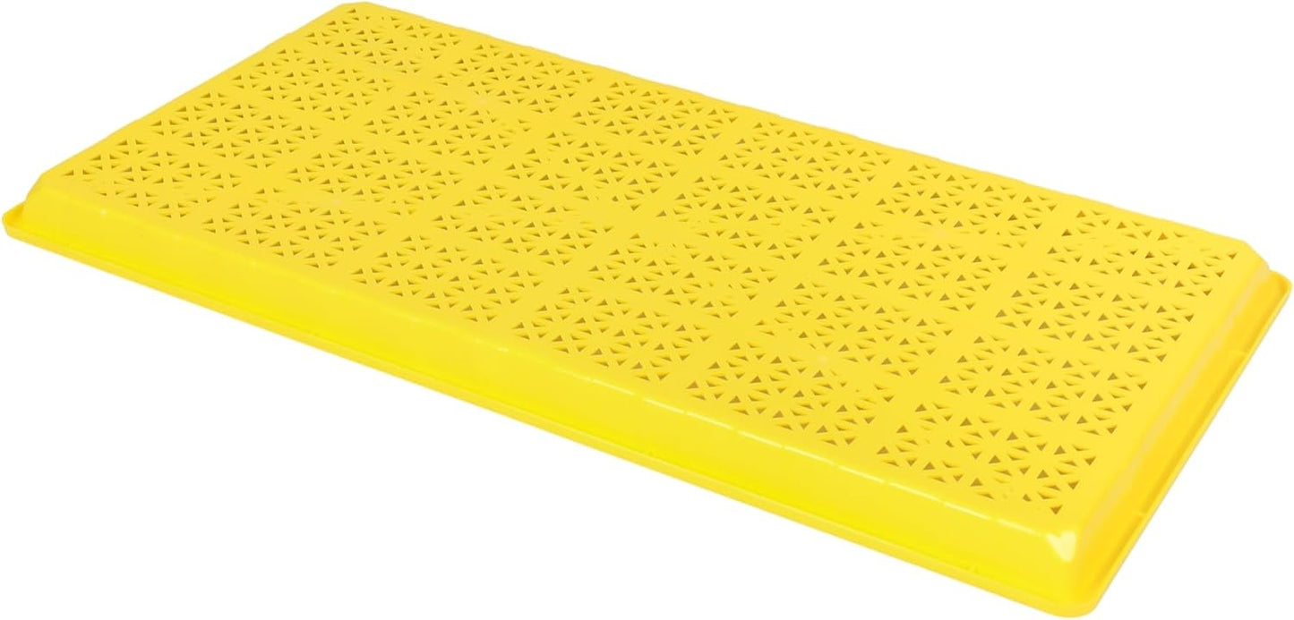 SUNPACK 10" x 20" Heavy Duty Mesh Plastic Seed Starting Tray, Yellow, 1" (Pack of 30) - Ensures Water Drainage and Aeration, Perfect for Greenhouses or Indoor Gardening