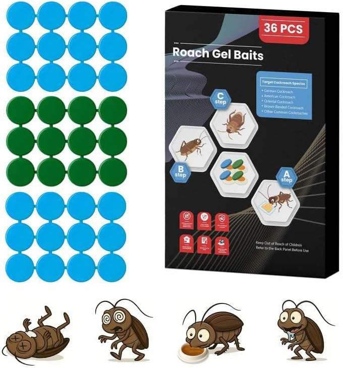 36 Pack Roach Killer Indoor Infestation Roaches Gel Bait Stations, Powerful Cockroach Killer Indoor Home for Roach Infestation, Long-Lasting & Effective Cockroach Gel Bait, Easy to Use & No Mess