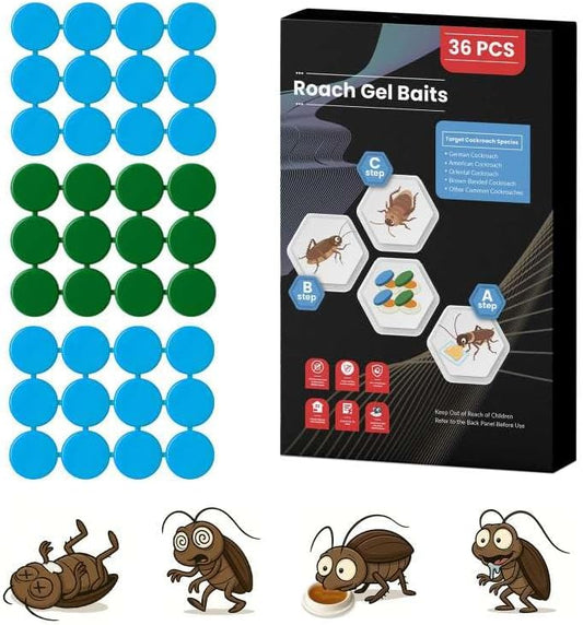 36 Pack Roach Killer Indoor Infestation Roaches Gel Bait Stations, Powerful Cockroach Killer Indoor Home for Roach Infestation, Long-Lasting & Effective Cockroach Gel Bait, Easy to Use & No Mess