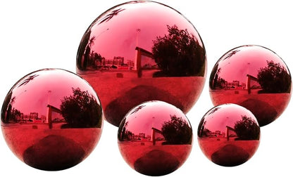 Stainless Steel Red Gazing Mirror Ball,10inch