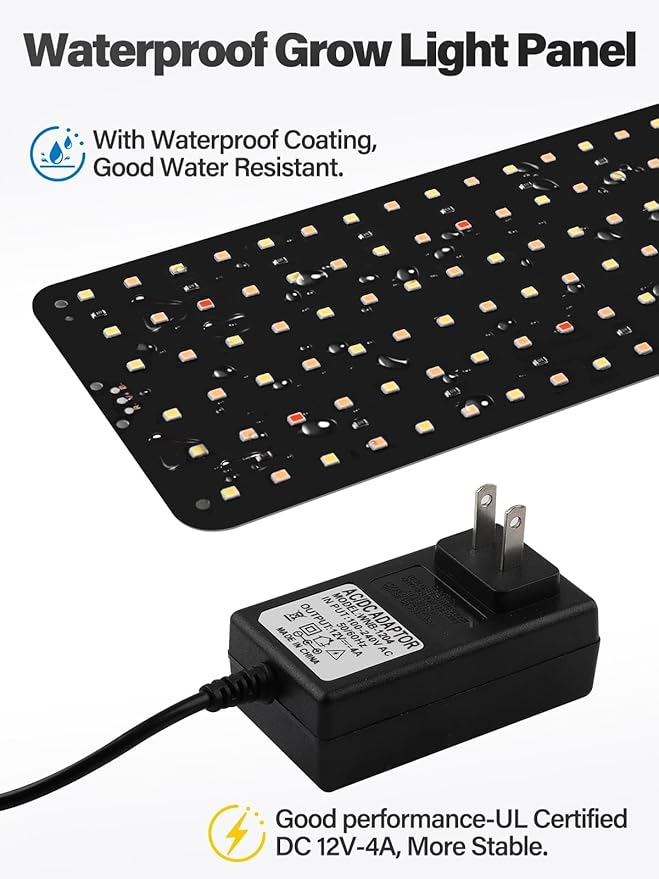 Grow Lights for Indoor Plants Full Spectrum, Kalolary 720 LEDs Grow Lights with 3/6/12H Timer, Thin Panel Growing Lamp with 5 Dimmable Levels, 3 Lighting Modes, for Greenhouse Plant Growth(4 Packs)