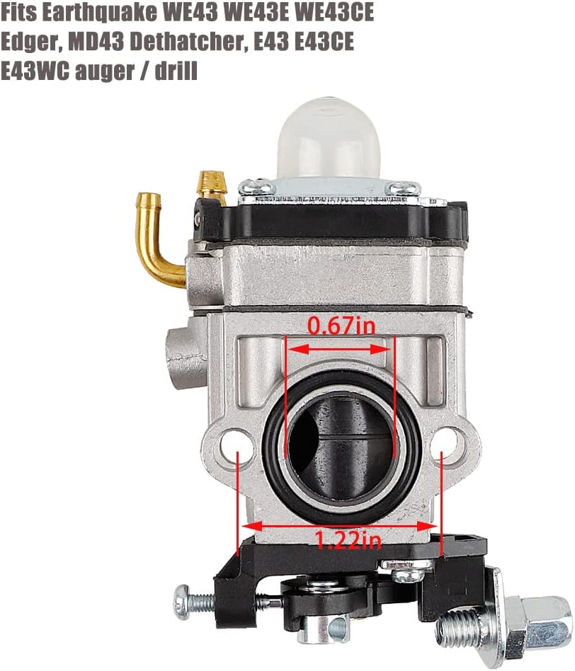 300486 Carburetor for Earthquake E43 E43CE Auger MC43 MC43E MD43 Tiller Cultivator WE43 WE43E Edger Powermate PEA438 PCV43 Southland SCV43 SEA43 Eskimo Mako 51.7cc M43 43cc Engine