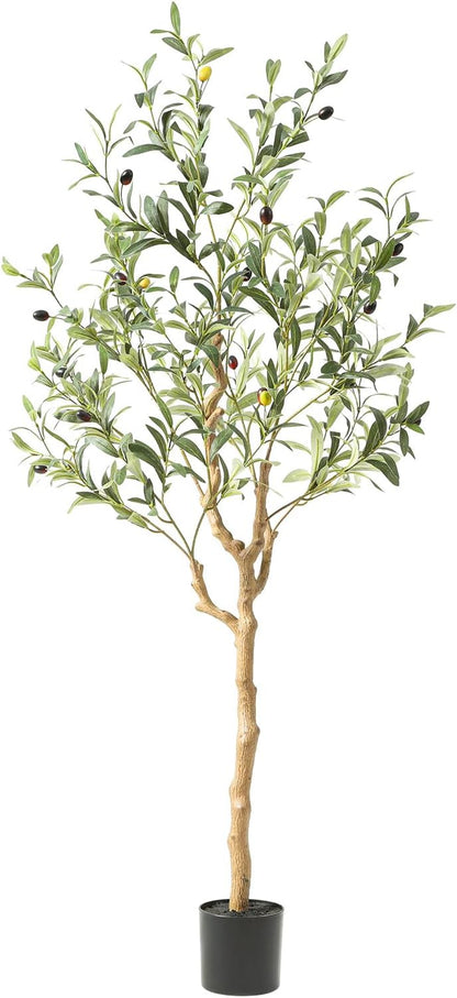 Tall Faux Olive Tree，4Ft(48in) Realistic Texture Potted Silk Artificial Olive Tree， Fake Olive Trees Indoor Outdoor for Home Office Living Room Bedroom Foyer Porch Decor.