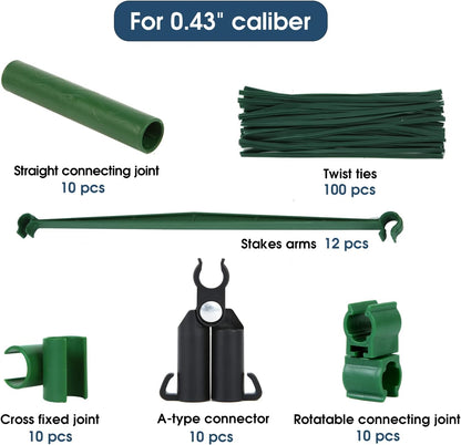 Adjustable Garden Stakes Connectors, Plastic Plant Trellis Clips for 0.43 inch Diameter Rods Connecting Joints for Tomato Cage Cucumber Teepee Climbing Plants Frame