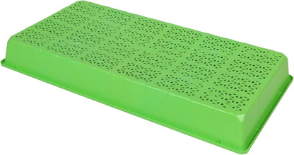 SUNPACK 10" x 20" Heavy Duty Mesh Plastic Seed Starting Tray, Green, 2.3" - Ensures Water Drainage and Aeration, Perfect for Greenhouses or Indoor Gardening
