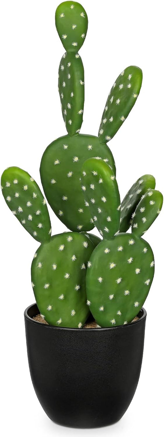DILATATA 16.5" Small Fake Cactus Plant Potted 'Prickly Pear Cactus' Faux Cacti for Home Garden Office Decor Housewarming Gifts