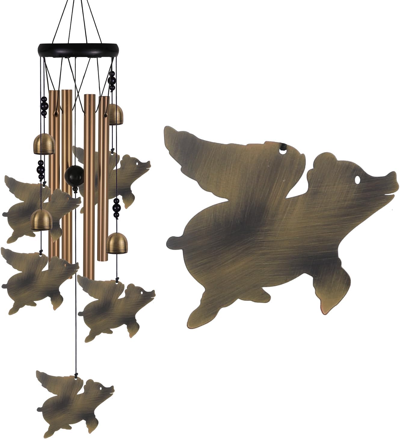 Fly Pigs Wind Chimes Outdoor Decor - with 4 Tubes 5 Pigs Wind Chime, Mobile Romantic Flying Pigs Wind Catcher, Garden Pigs Windchimes for Home, Mom Gifts, Balcony, Tree, Festival, Garden Decoration
