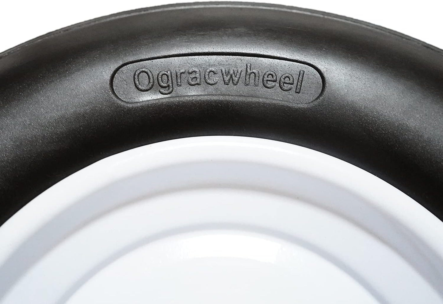 Set of 2 Wheelbarrow Tire 4.80/4.00-8 Flat-Free with 3/4 & 5/8 Wheel Bearing, 3-6" Hub 16" Solid Rubber Wheel Barrel Tires Non-Slip for Yard Cart Garden Wagon (Black)