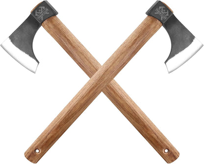 Throwing Axe Set, 2 Pack 18.9" Throwing Axes and Tomahawks with 1065 High Carbon Steel & Hickory Wooden Handle, Perfect for Axe Throwiing Game, Competition and Recreation, Gift for Men