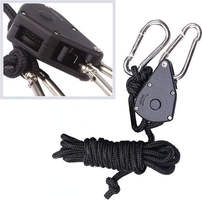 6 Pairs 1/8 inch Adjustable Heavy Duty Rope Hanger for Grow Light, Grow Tent Rope Clip Hanger Loose-Proof Design Light Fixture Hangers, 150lbs Weight Capacity 12 Pcs
