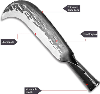 Machete for Yard Work Billhook Sickle Knife Brush Clearing Sickle Knife with Sheath - Perfect Brush Axe for Survival Cut Machete,Ideal for Camping,Gardening, Land Management,