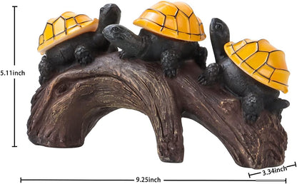 pearlstar Solar Outdoor Statues Turtle on Log Yard Decor Waterproof Figurine Light Garden Decorations Lawn Ornaments for Patio Backyard Gift for Mom Woman Grandma Lovers