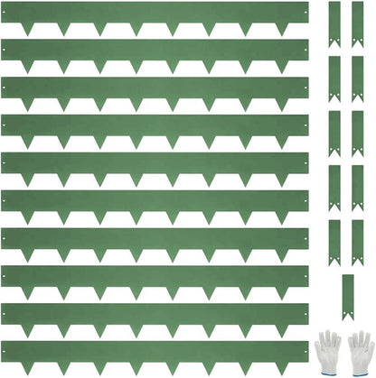 10-Pack Galvanized Steel Landscape Lawn Edging - 6.5 inch Height Green Powder Coated Bendable Metal Strips - Hammer-in Edge Border - Yard Pathway Divider 40 inch Each(33Ft Total), #LYLB65GN-US
