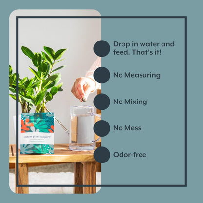 Instant Plant Care Bundle | Instant Plant Support + Instant Plant Food | Grow and Support Happy Houseplants and Indoor Planting Soil