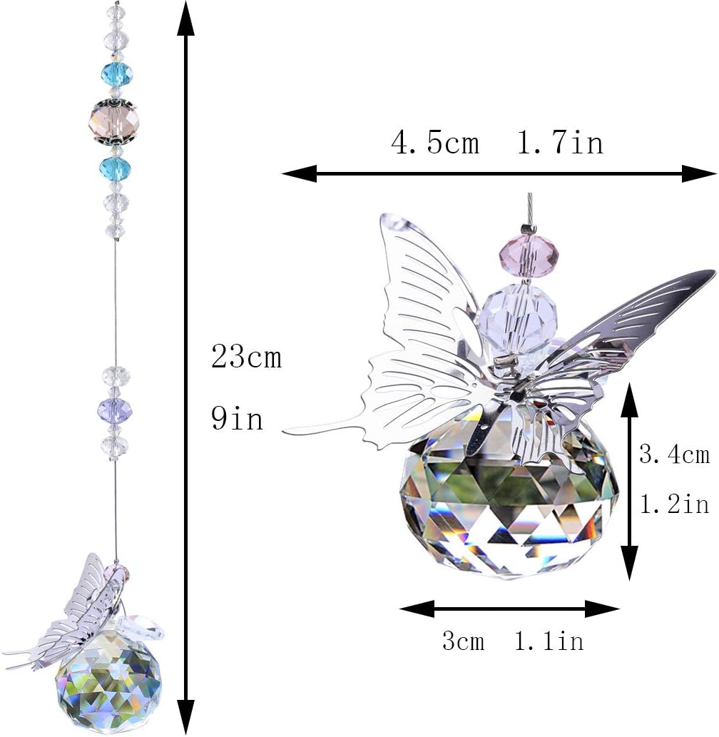 H&D HYALINE & DORA 30mm Handmade Butterfly Crystal Ball Prism Rainbow Maker Hanging Suncatcher Home Decoration
