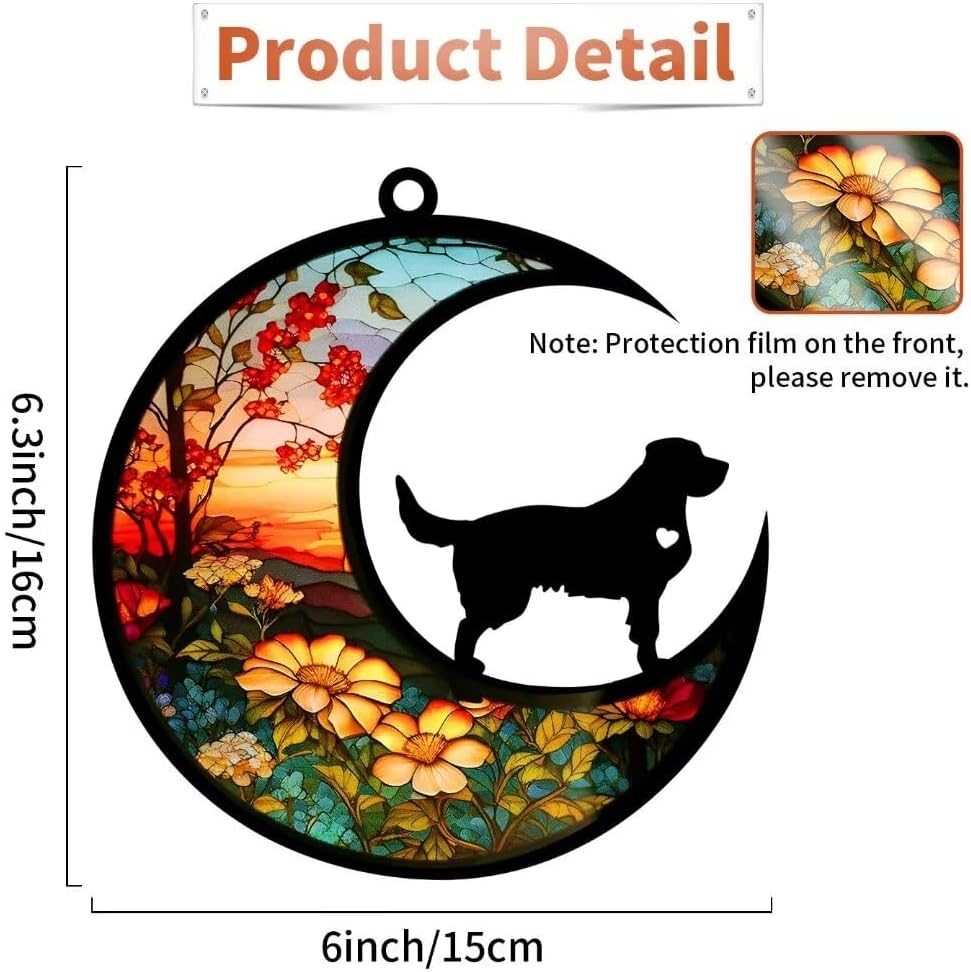 Dog Memorial Suncatcher for Loss of Dog, Personalized Pet Loss Sympathy Gift, Puppy Adult Pet Bereavement Souvenir, Golden Retriever Owner Present (6“)