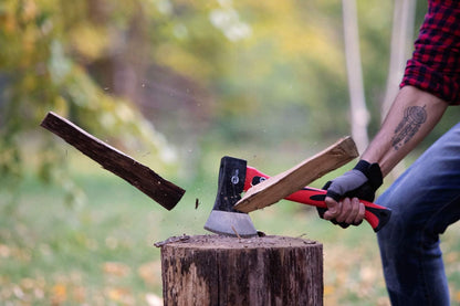 INTERTOOL 15” Camping Hatchet Axe – Compact Wood Splitting Tool with Fiberglass Shock-Resistant Handle, Small Axe for Chopping Firewood, Kindling, and Survival Gear – HT-0262