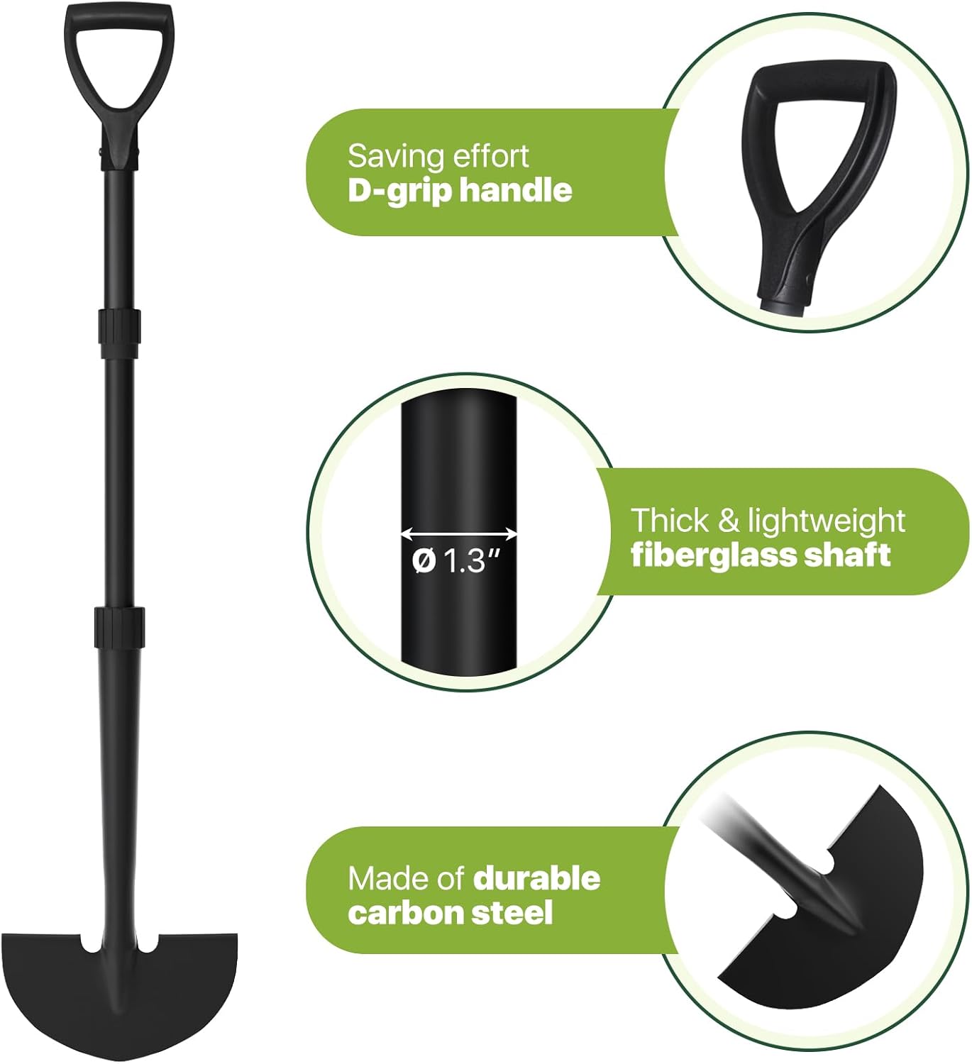 Edger Lawn Tool, Manual Half Moon Edger for Garden Border, Hand Lawn Edging Tool with D-Grip, 41-inch Long Handle Lawn Edger for Grass, Sidewalk, Yard