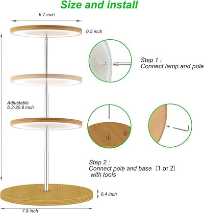 yadoker Plant Grow Light for Indoor Plant, Bamboo Mini LED Grow Light Garden,Height Adjustable,Automatic Timer with 8/12/16 Hours