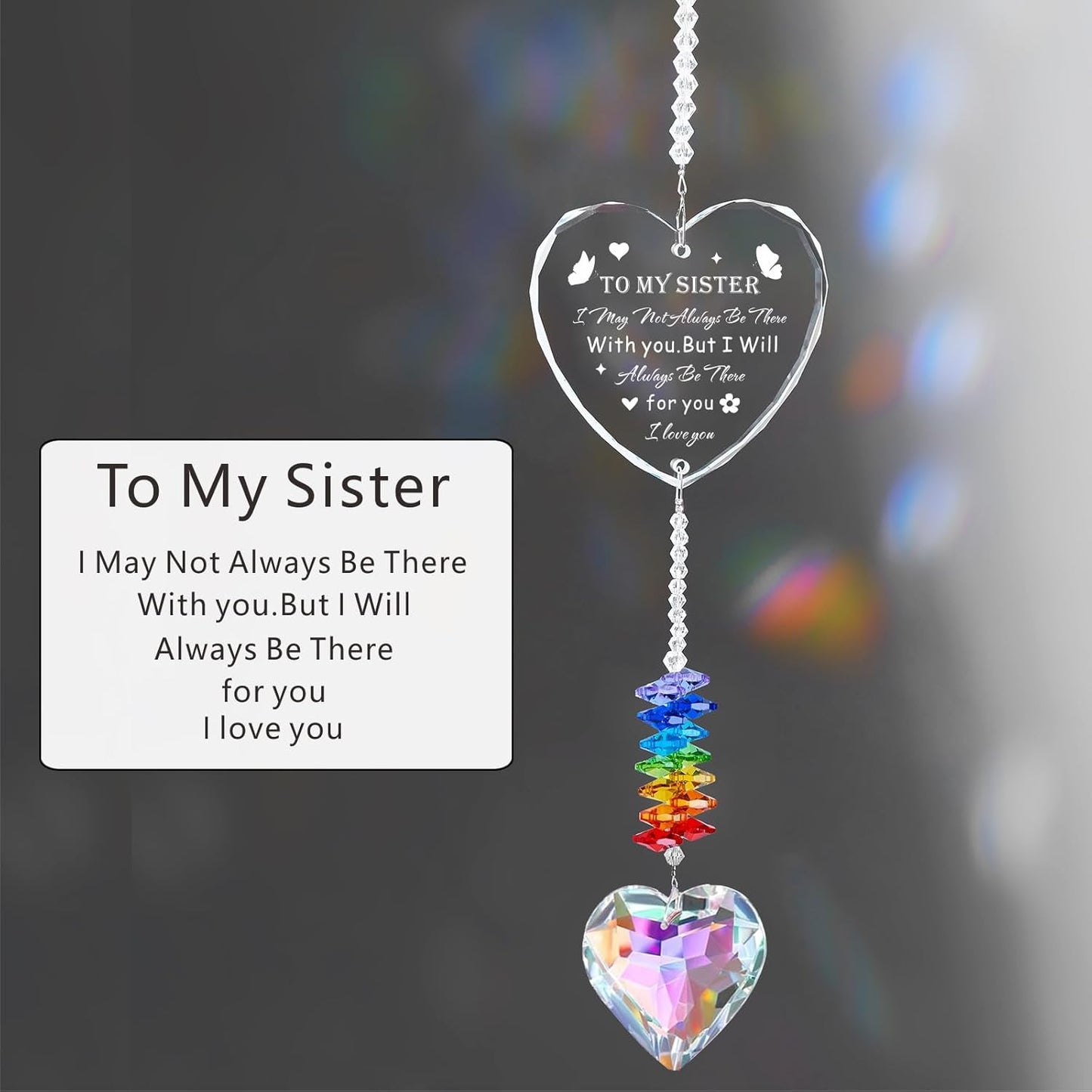 Crystal Suncatcher Gifts for Sister Birthday, Sisters Gifts from Sister, Unique Gifts for Sister, Window Hangings Home Decoration Christmas (Sister Gift)