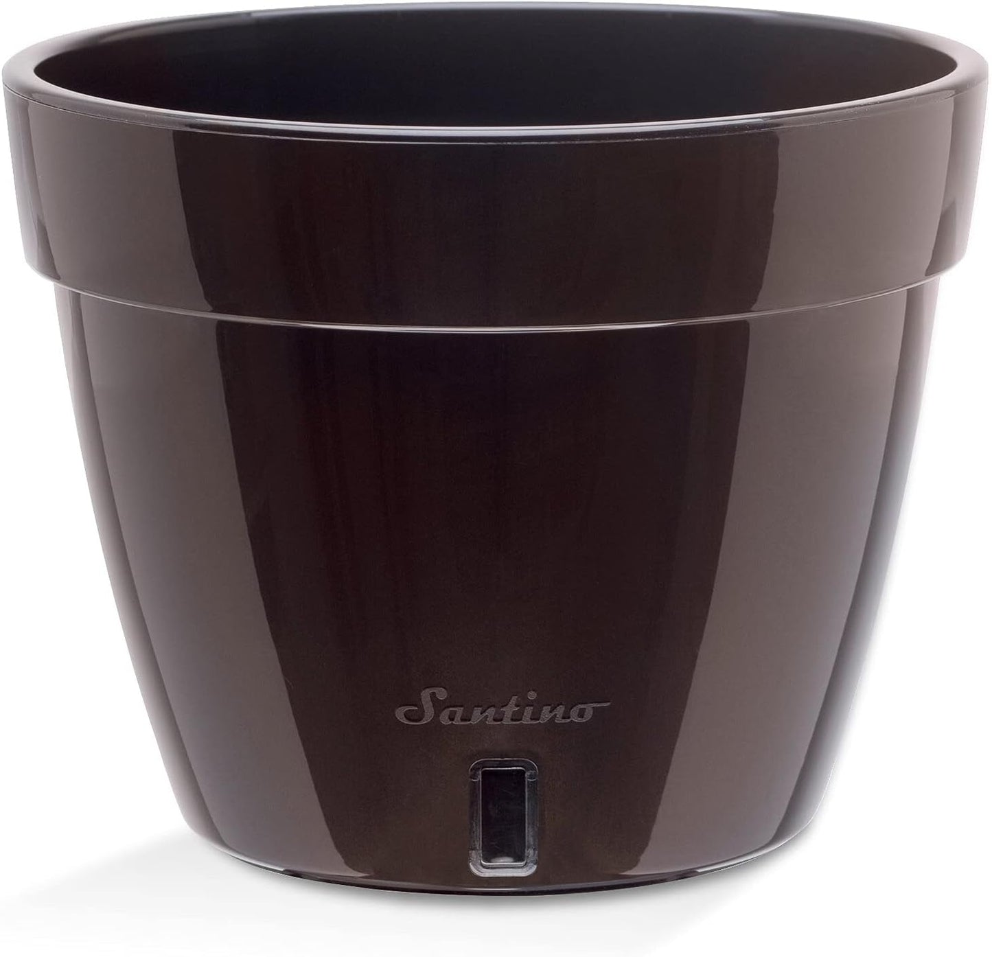 Santino ASTI 10.6 Inch Self Watering Planter Black-Gold/Black (Set of 3) for Indoor Plants - Premium Quality Modern Plastic Pot w/Water Level Indicator for House Plants, African Violets and Dahlias