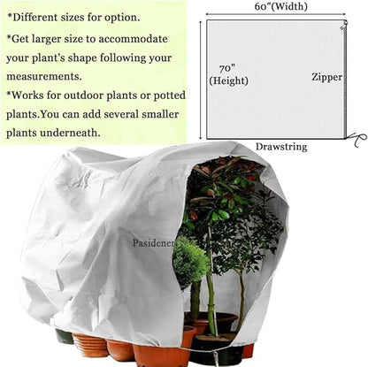 Plant Covers Freeze Protection 2 Packs 70" x60" 2.2oz Tree Covers Frost Plant Covers Freeze Cloth for Outdoor Plants with Zipper Drawstring