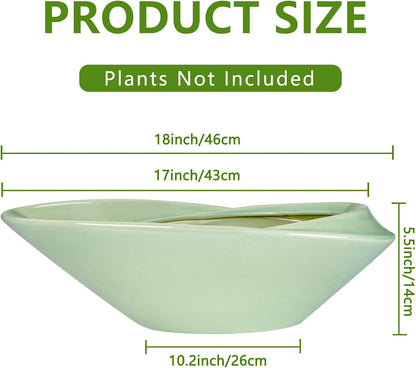 Ceramic Bonsai Pot - 18 Inch Planter with Drainage Hole Large Modern Bonsai Planter Decorative Succulent Flower Plant Pot for Indoor Plants Outdoor Green