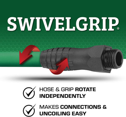 Flexzilla Colors SwivelGrip Garden Hose 5/8 in. x 75 ft., Lightweight All-Weather Water Hose, Durable and Flexible, Leak-Free Connections, Forest Green