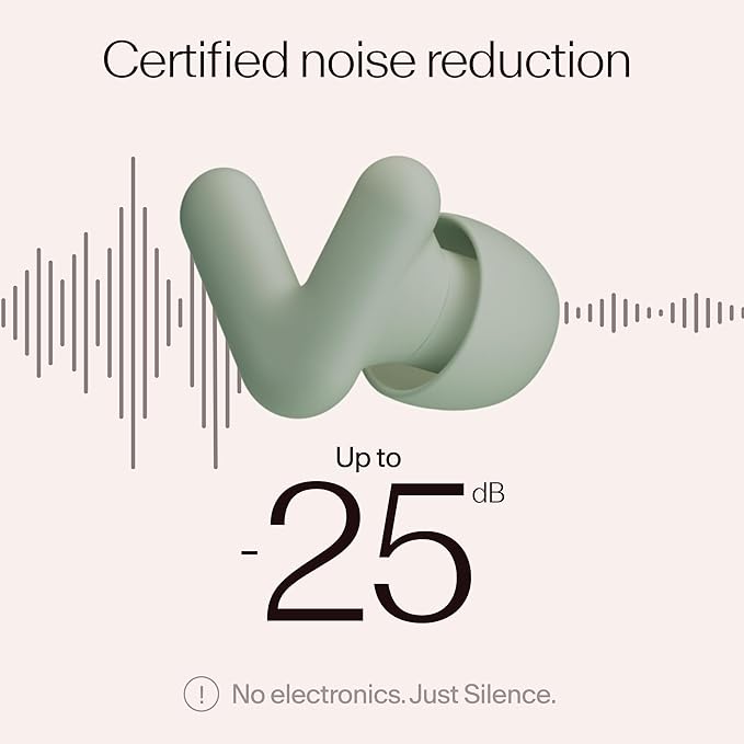 Alpine Silence Earplugs for Sleep, Focus & Travel - V-Shape Snug Fit & Soft Oval Tips – 4 Sizes