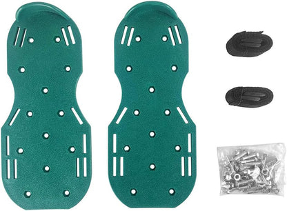 QWORK Gunite Spiked Shoes With 3/4” Short Spikes Perfect For Epoxy Floor, Overlays, Cover Installation, Green Color (Pair)