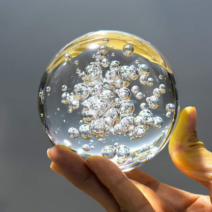 ChezMax Crystal 3 inch (80mm) Bubble Crystal Ball Paperweight Gorgeous Glass Ball for Decorative Ball Lensball Photography Gazing Divination or Feng Shui and Fortune Telling Ball