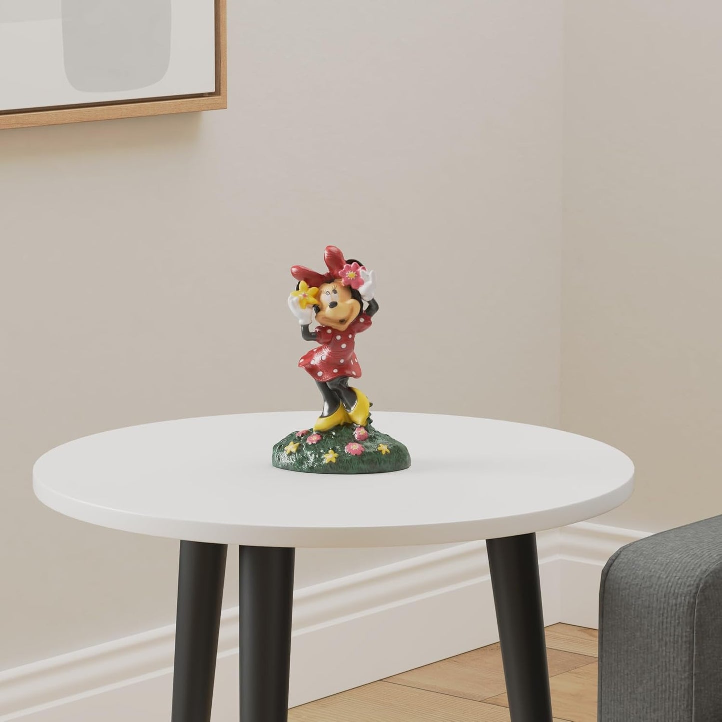 Minnie is Holding Flowers on her Head Everyday Outdoor Garden Statue, 8 Inches Tall, Official Licensed Disney Product