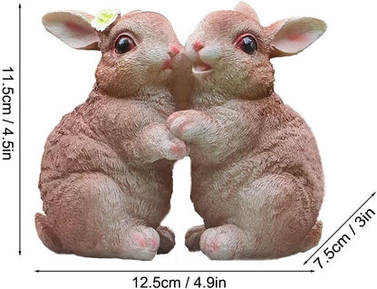 Garden Statues Bunny Decor Resin Dance Rabbit Figurine Cute Fairy Garden Decor Outdoor Statues for Patio Yard Porch Balcony Gifts for Women Mom Grandma Brown