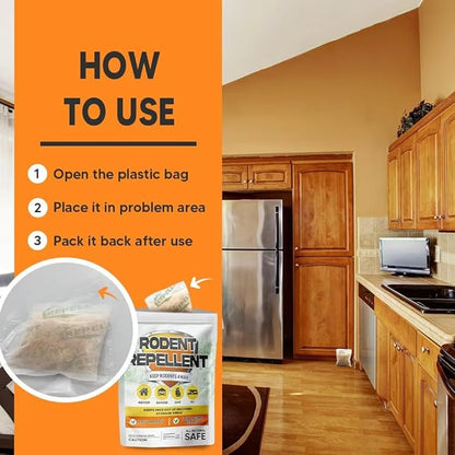 Rodent Repellent, Mouse Repellent Pouches, Mice Repellent Indoor, Mouse Deterrent Outdoor, Rat Repellent, Extra-Strength Rodent-Repelling Pouch, Peppermint to Keep Mice Away from Garage-8P
