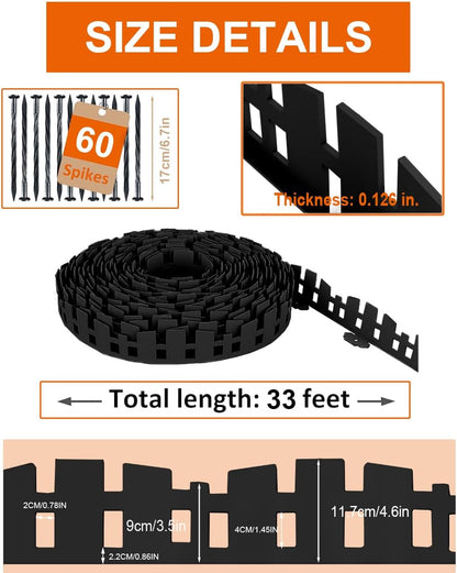 Garden Edging 33FT, Landscape Edging Borders [Extra Tall 4.6IN ] Flexible Lawn Edging Kit with 60pcs Stakes,Mini Plastic Fence for Tree Flowerbeds Grass Yard -Black-1