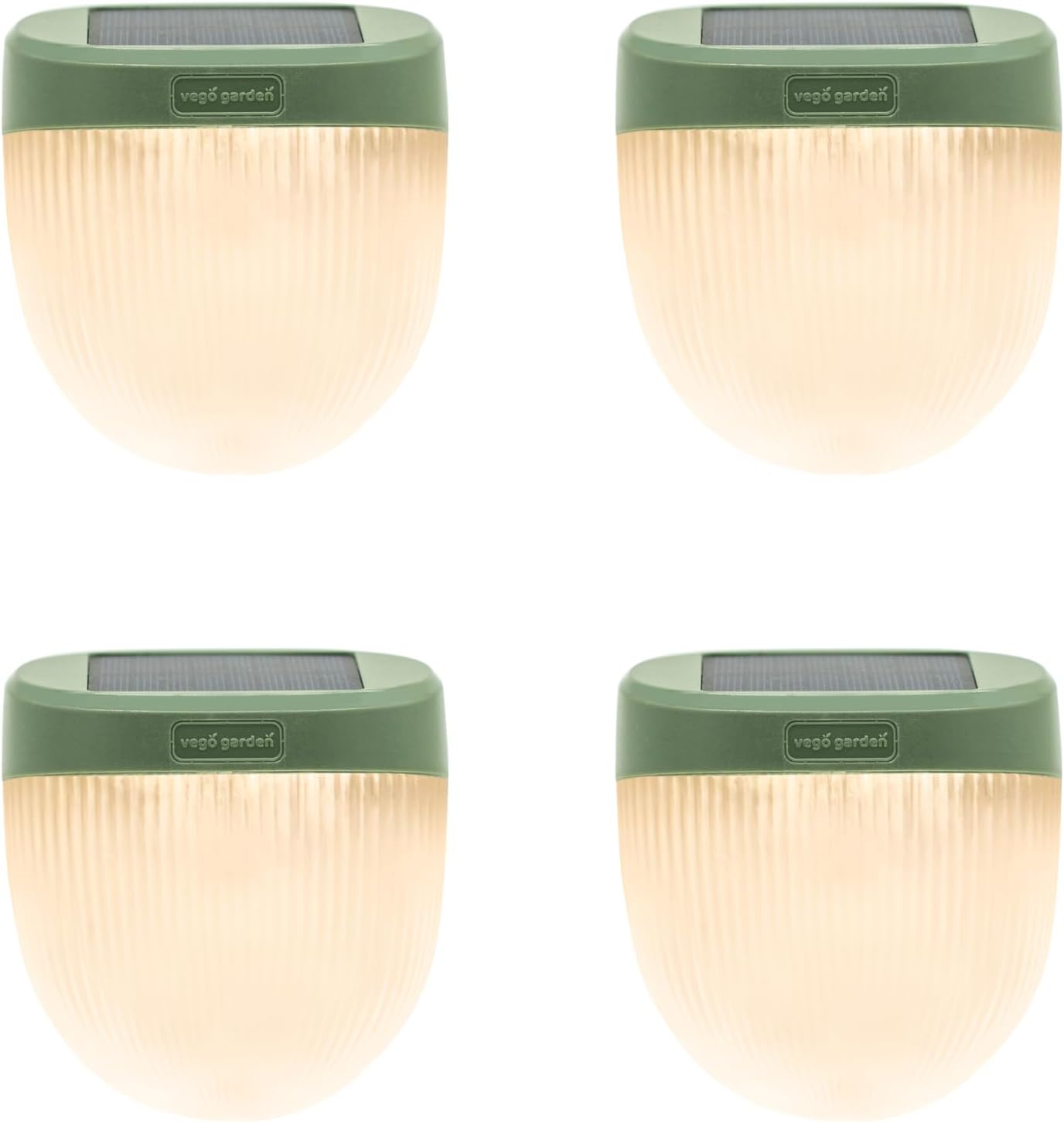 Vego garden Rippled Solar Garden Lights with Auto Sensors Magnetize Securely to Raised Beds, IPX4 Waterproof Outdoor LED Light for Patio & Yard Olive Green, 4 Pack