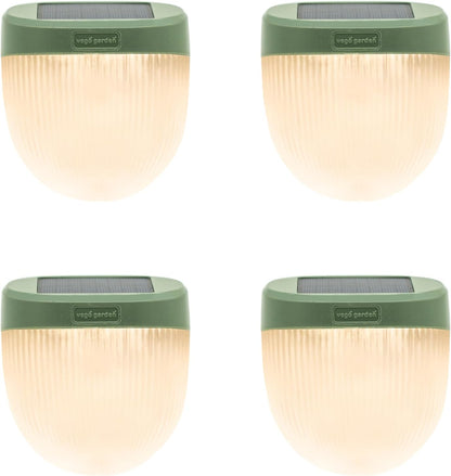 Vego garden Rippled Solar Garden Lights with Auto Sensors Magnetize Securely to Raised Beds, IPX4 Waterproof Outdoor LED Light for Patio & Yard Olive Green, 4 Pack
