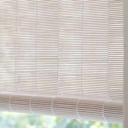 LETAU Cordless Wood Window Roller Shades, Bamboo Light Filtering Window Blinds for Outdoor Garden, Patio, Porch, Arbor, Pattern 11