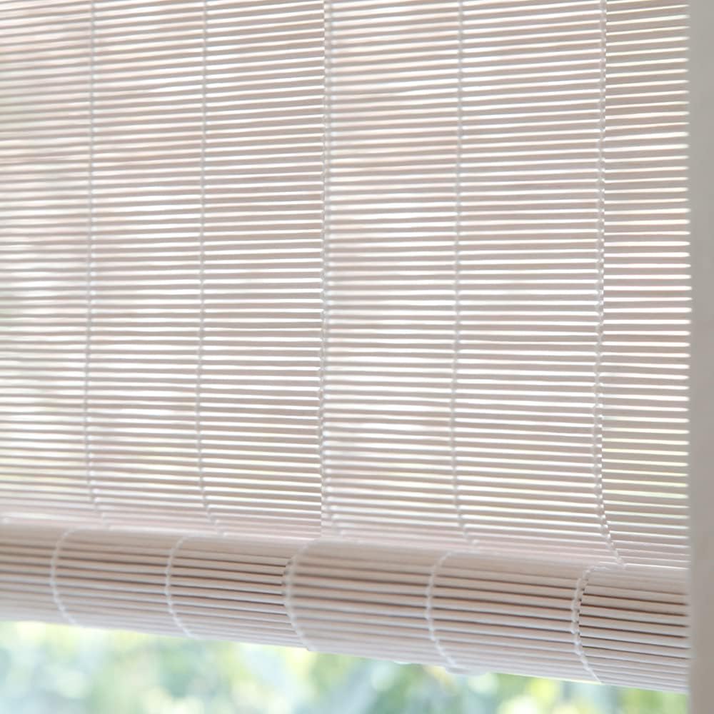 LETAU Cordless Wood Window Roller Shades, Bamboo Light Filtering Window Blinds for Indoor Home, Office, Kitchen, Pattern 11