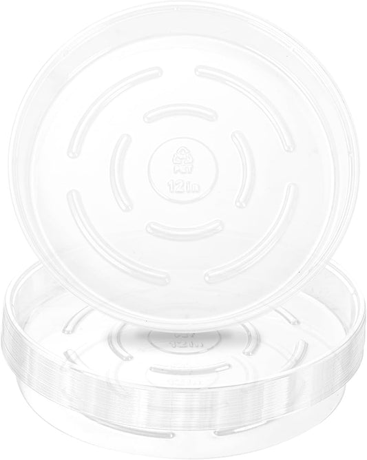 Plant Saucer 30 Pack Plant Trays for Pots 12 Inch Plastic Plant Saucers for Outdoors and Indoors Clear Drip Trays for Potted Plants Flower Pot Plates to Catch Water Plant Drainage Dishes No Holes