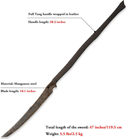 SV Handmade cast Manganese Steel Chopping Blade Sword, Full Tang, Outdoor, Hunting, Camping, Hiking, Survival, with Protective Cover, Multiple Styles to Choose from