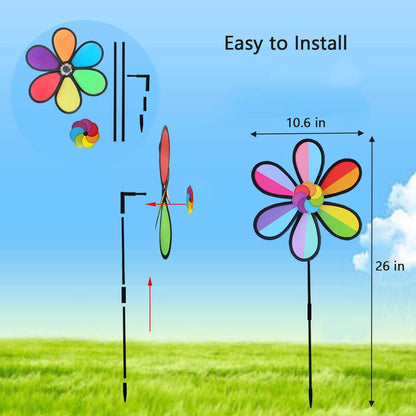 Flower Spinners Colorful Wind Spinners for Lawn Pinwheels Windmill Party Pinwheel Wind Spinner Yard and Garden, 4pcs
