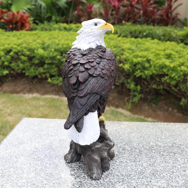 Garden Decor Sculptures Statues Outdoor, Bald Eagle Statue Christmas Animal Decoration, Home Patio Decor Gardening Gifts for Porch,12.99Inch Tall