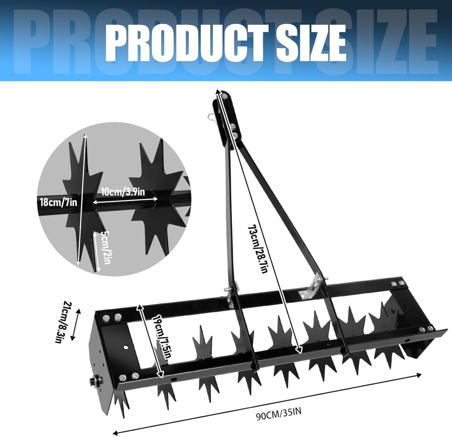 35" Tow Behind Lawn Aerator, 500LBS Capacity Core Aerator & Spike Lawn Aerator Machine for Deep Soil Aeration, Universal Yard Aerator Compared to Manual Lawn Aerators