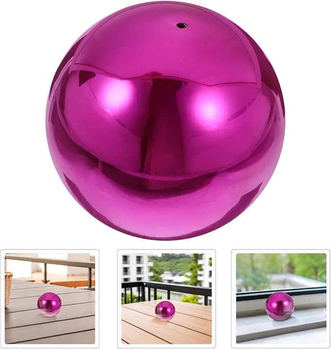 ibasenice Stainless Steel Mirror Reflective Gazing Ball 12 Inch Garden Decor - Purple Decorative Sphere for Outdoor Use 2Pcs Set
